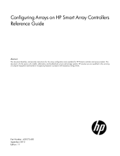 HP ProLiant ML10 Configuring Arrays on HP Smart Array Controllers Reference Guide