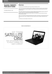 Toshiba Satellite C850 PSKC8A-07300S Detailed Specs for Satellite C850 PSKC8A-07300S AU/NZ; English
