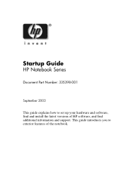 HP Pavilion zx5000 HP Notebook Series - Startup Guide