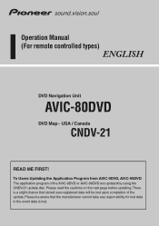 Pioneer AVIC-80DVD Owner's Manual