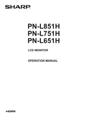 Sharp PN-L751H PN-L651H | PN-L751H| PN-L851H Operation Manual