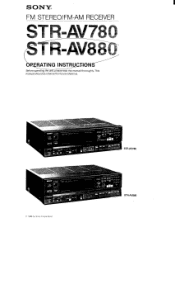 Sony STR-AV880 Operating Instructions