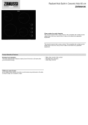 Zanussi ZHRN640K Specification Sheet