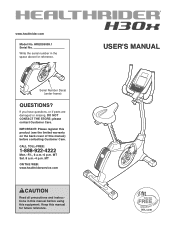 HealthRider H30x Bike English Manual