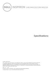 Dell Inspiron 5425 Specifications