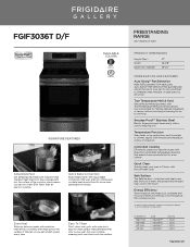 Frigidaire FGIF3036TF Product Specifications Sheet
