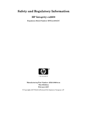 HP Integrity cx2600 Safety and Regulatory Information, Third Edition - HP Integrity cx2600