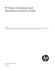 HP ProLiant MicroServer Gen8 HP ProLiant MicroServer Gen8 Maintenance and Service Guide