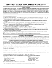 Maytag MSF22D4XAM Warranty Information