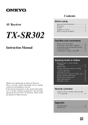 Onkyo TX-SR302 Owner Manual