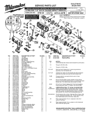 Milwaukee Tool 0799-20 Service Parts List