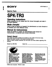 Sony SPK-TR3 Users Guide