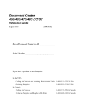 Xerox 490ST Xerox Document Centre 490/480/470/460 Reference Guide