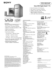 Sony PCV-RS314P Marketing Specifications