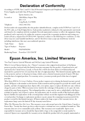 Epson PowerLite 1261W Warranty Statement