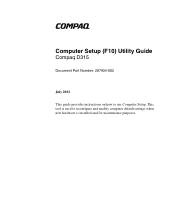 HP D315 Computer Setup (F10) Utility Guide