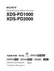 Sony XDSPD1000 User Manual (XDS-PD1000 and XDS-PD2000 Operation Manual for Firmware Version 2.30)