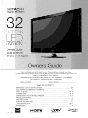 Hitachi LE32H405 Owners Guide