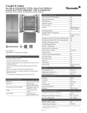 Thermador T36BT915NS Product Spec Sheet