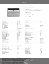 Frigidaire FHWE252WA2 Product Specifications Sheet