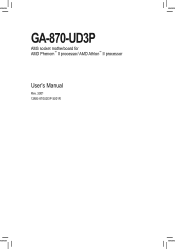 Gigabyte GA-870-UD3P Manual