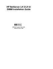 HP LH4r HP Netserver LH 3/LH 3r DIMM Installation Guide