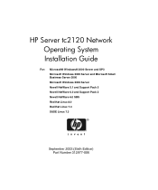 HP Tc2120 HP Server tc2120 Network Operating System - Installation Guide