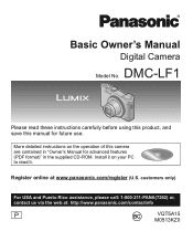 Panasonic DMC-LF1K DMC-LF1W Owner's Manual (English)