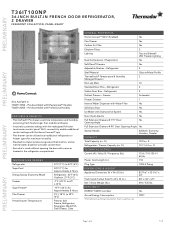 Thermador T36IT100NP Product Specification Sheet