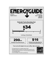 Avanti DWE1802SS Energy Guide Label