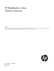 HP Cisco Catalyst Blade Switch 3020 HP BladeSystem c-Class Solution Overview