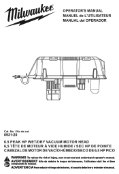 Milwaukee Tool 6.5 Peak HP Wet/Dry Vacuum Motor Head Operators Manual