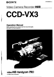 Sony CCD-VX3 Operation Manual