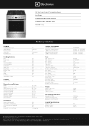 Electrolux ECFG3068AS Product Specifications Sheet