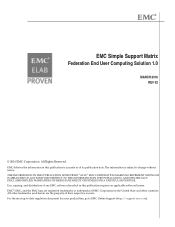 Dell VNX5500 Federation End User Computing Solution 1.0 Simple Support Matrix