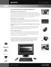 Sony VGC-V620G Marketing Specifications