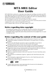 Yamaha MTX-MRX MTX-MRX Editor Users Manual [English]