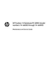 HP Pavilion 14-ab000 ab000 through 14 - ab099 Maintenance and Service Guide 1