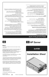 HP Tc4100 hp server tc4100 installation sheet (English)