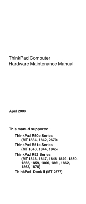 Lenovo ThinkPad R50e Hardware Maintenance Manual