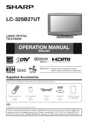 Sharp LC-32SB27UT LC-32SB27UT Operation Manual