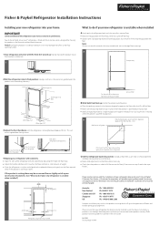 Fisher and Paykel E522BRX2 Refrigeration Installation Instructions (English)
