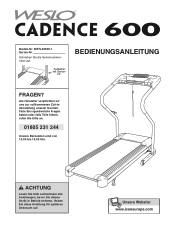 Weslo Cadence 600 Treadmill German Manual