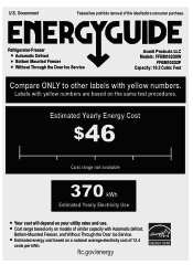 Avanti FFBM102D0W Energy Guide Label