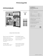 Frigidaire FFPS3133UM Product Specifications Sheet