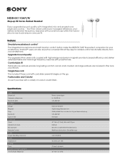 Sony MDREX110AP/W Marketing Specifications (White)