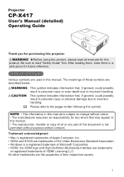 Hitachi CPX417 User Manual