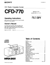 Sony CFD-770 Operating Instructions