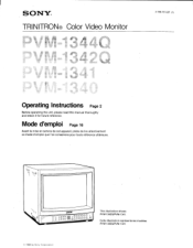 Sony PVM-1344Q Operating Instructions
