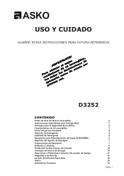 Asko D3252 User manual D3252 Use & Care Guide ES